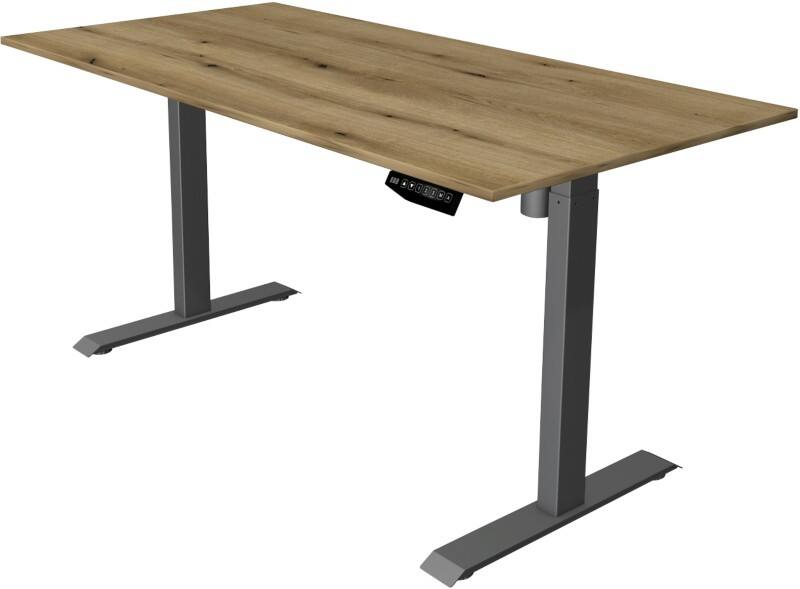 Kerkmann Move 1 Rechteckig Elektronisch Höhenverstellbarer Sitz-Stehschreibtisch Melamin, Stahl Anthrazit, Eiche 1600 x 800 x 1230 mm