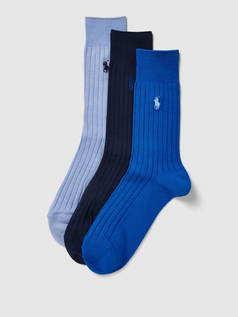 Socken mit Label-Stitching im 3er-Pack in blau