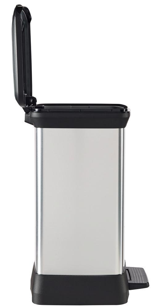 Curver DECOBIN Abfalleimer 30L mit Fußpedal silber metallic