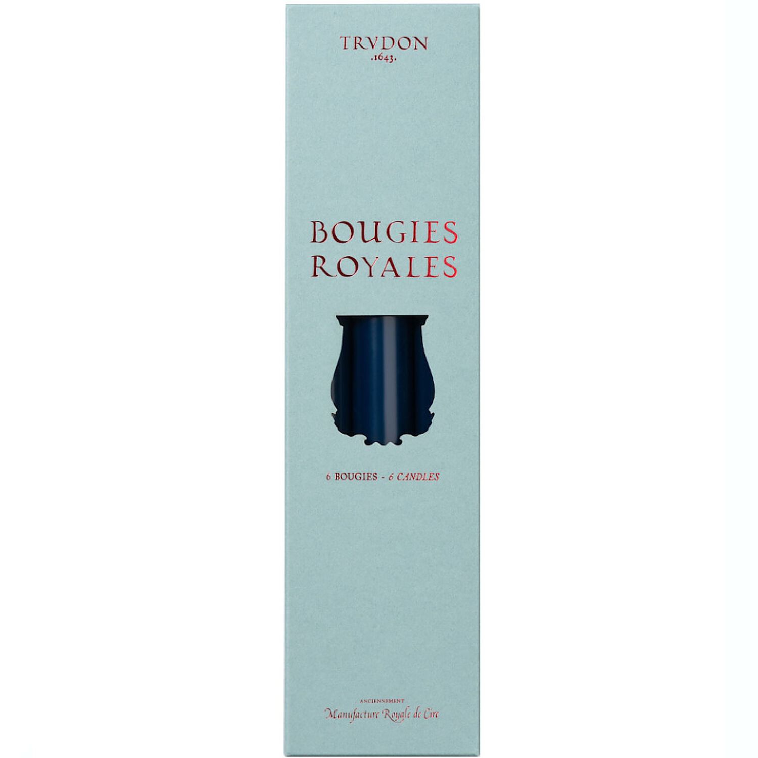 Trudon Bougies Royales Chandelles Bleu Marine x6