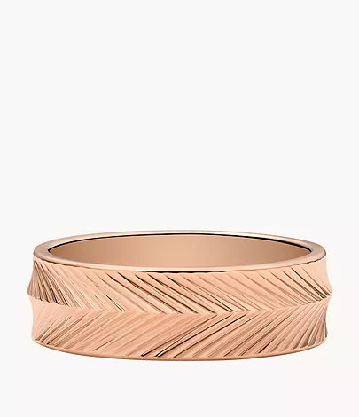 Fossil Ring Harlow Linear Texture Edelstahl roségoldfarben