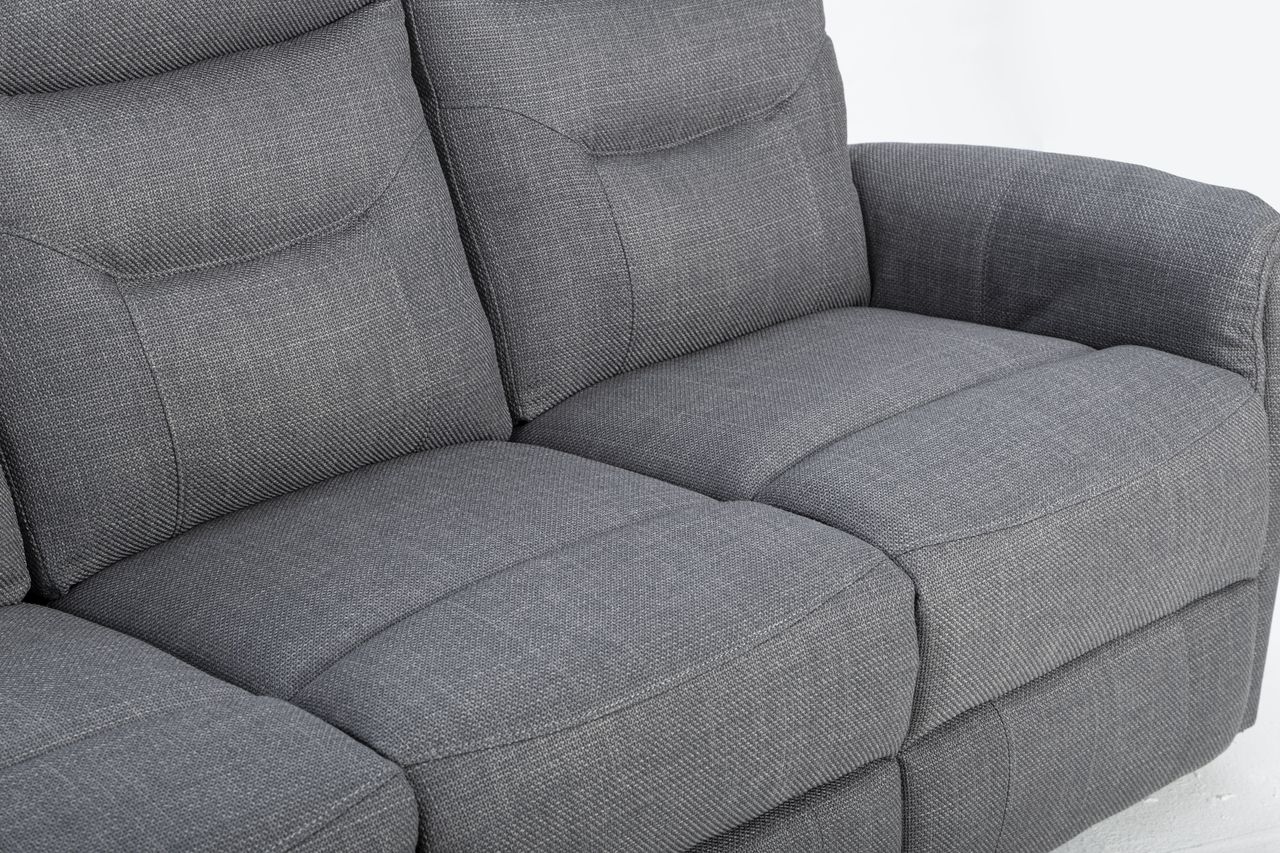 Happy Home Couchgarnitur Set Sofaset Sitzgarnitur 3tlg. mit 5 Relaxfunktionen gepolstert grau