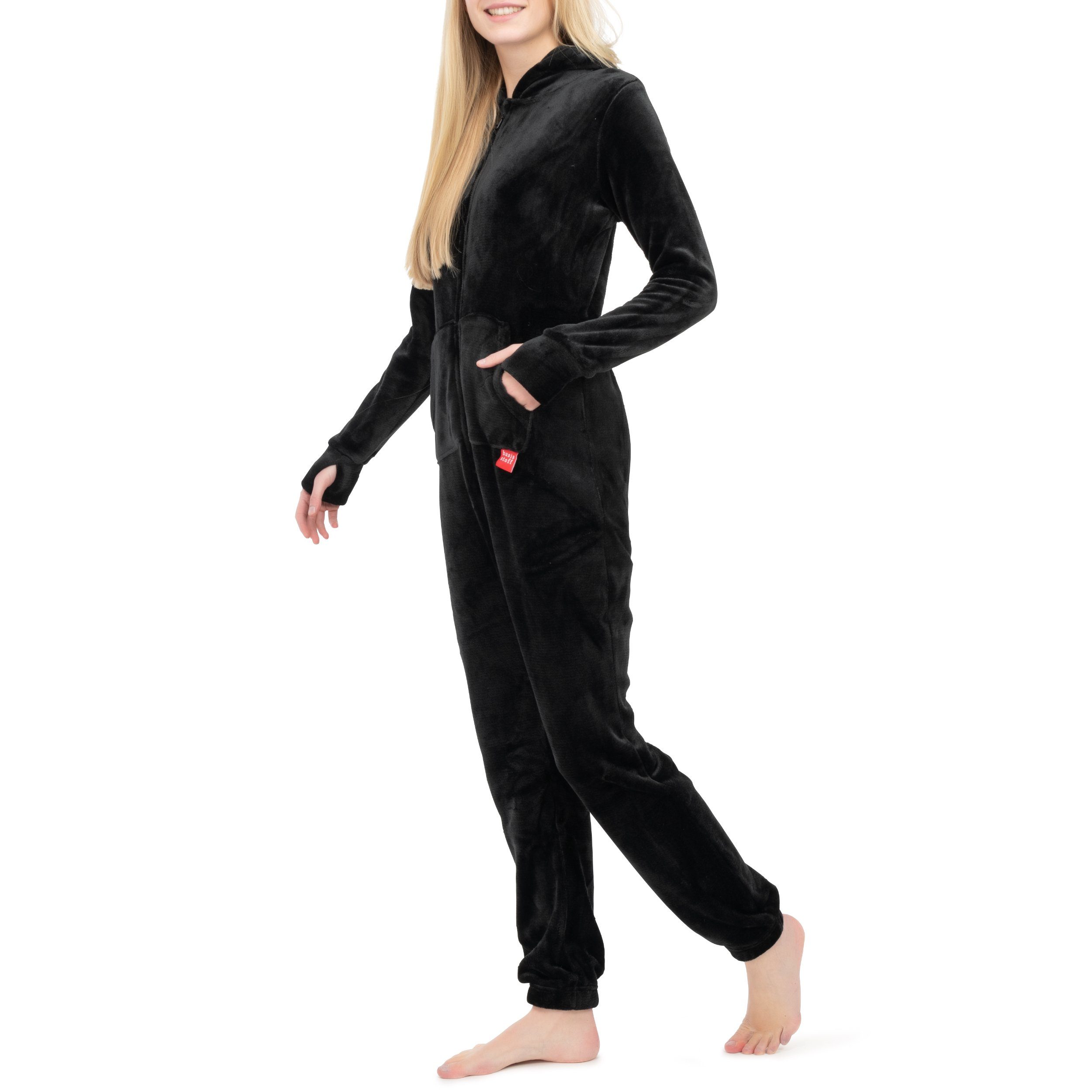 Basisstoff Jumpsuit Kitten Damen Jumpsuit Teddy Fleece Einteiler Overall
