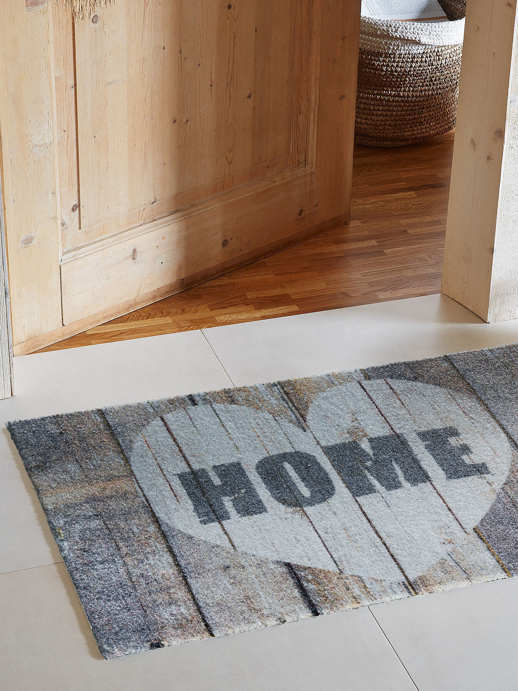 Vintage Wood Sauberlaufmatte, Painted Heart-Brown