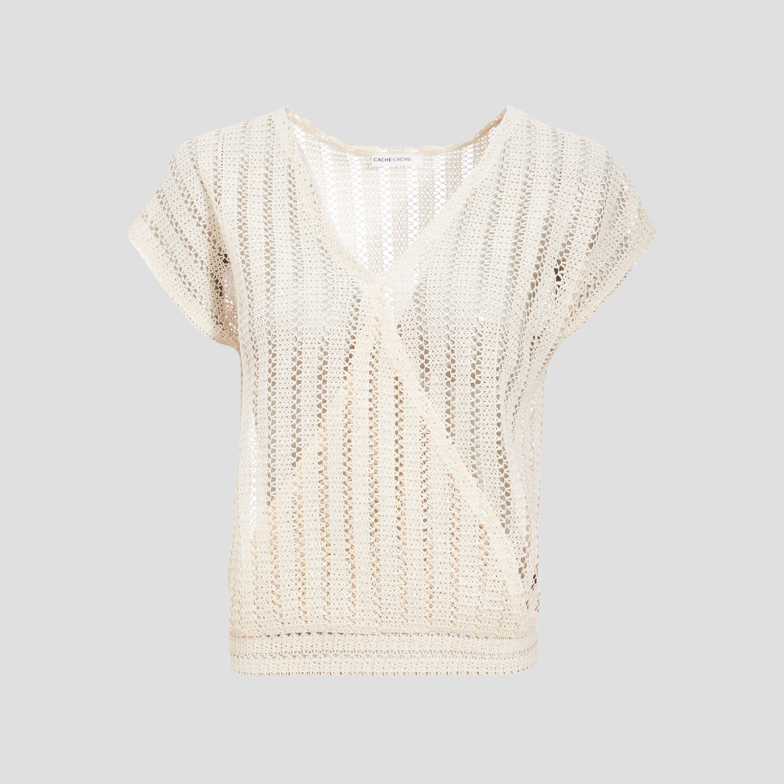 T-shirt manches courtes ecru femme | Cache Cache