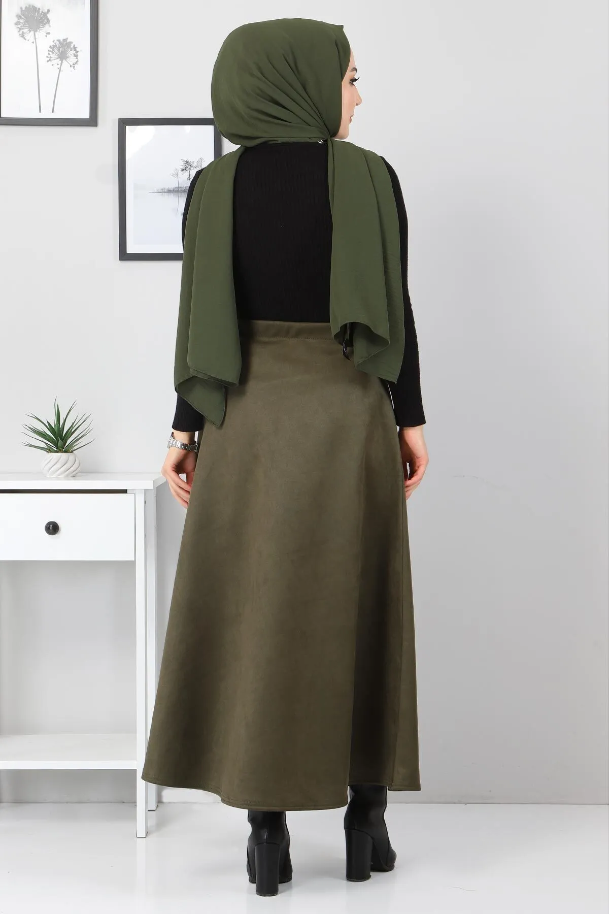 Tesettür Dünyası  Wildleder-Mevlana-Rock Tsd0036 Khaki