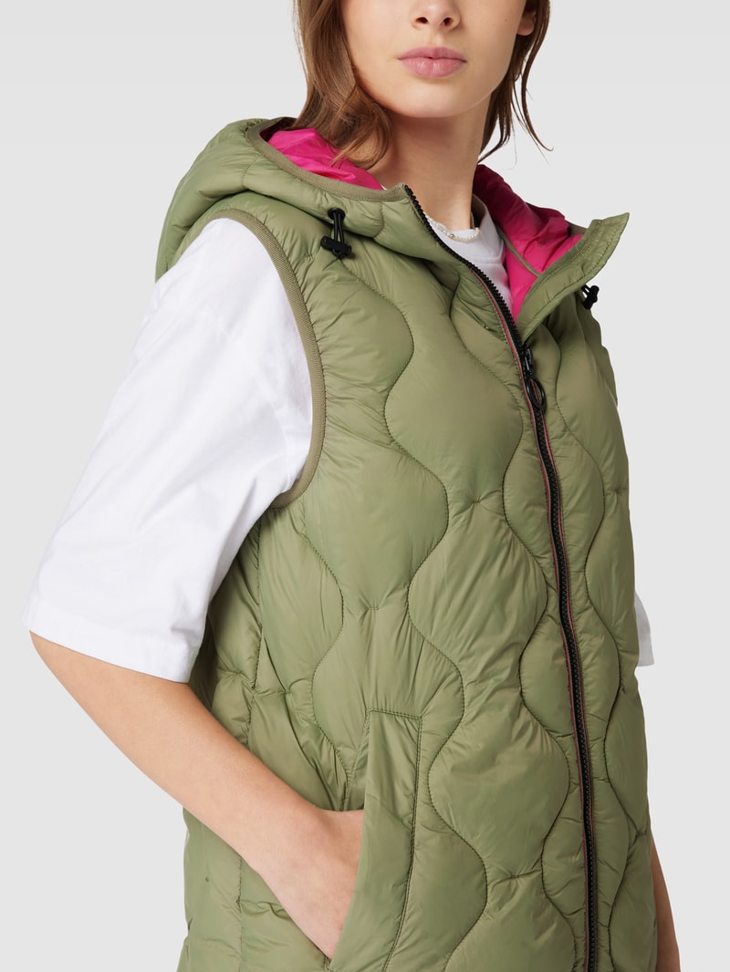 Steppweste mit Kapuze in khaki