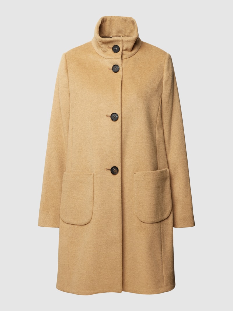 Kurzmantel mit Stehkragen und Eingrifftaschen in beige