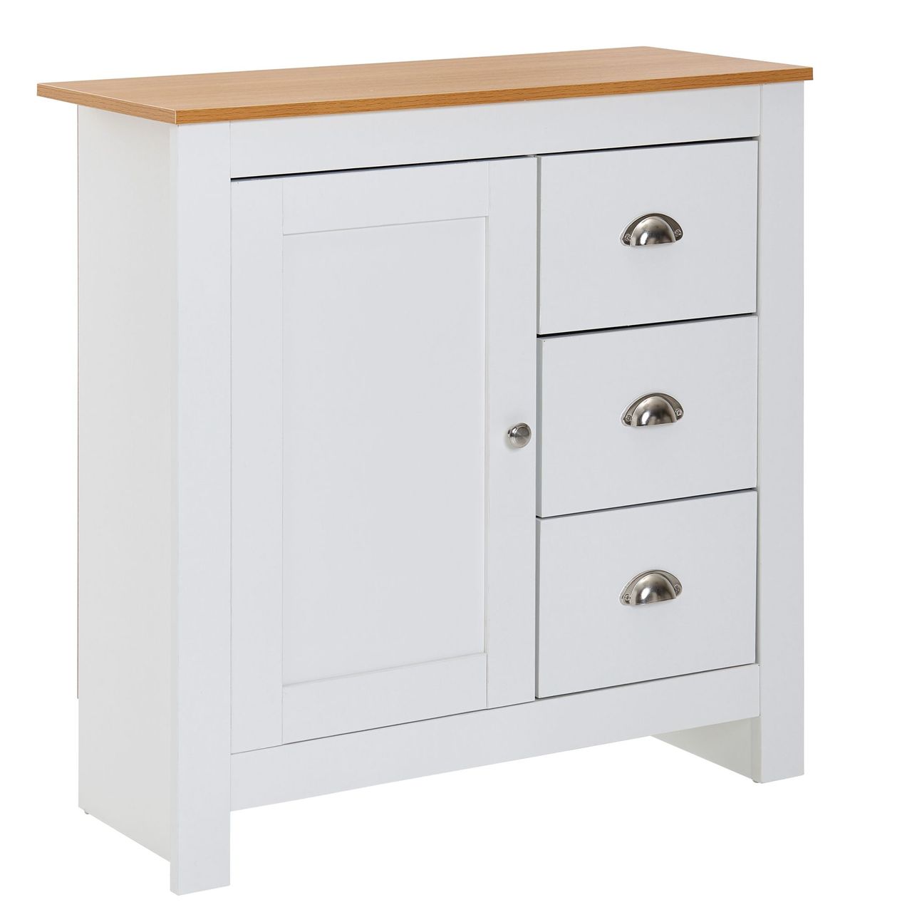 Wohnling Sideboard 79x81x35 cm Weiß / Eiche