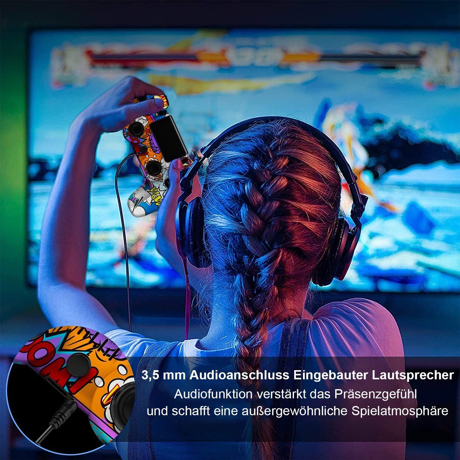 KINSI Gamepad, Game Controller, für PS4, Wireless, Bluetooth PlayStation 4-Controller