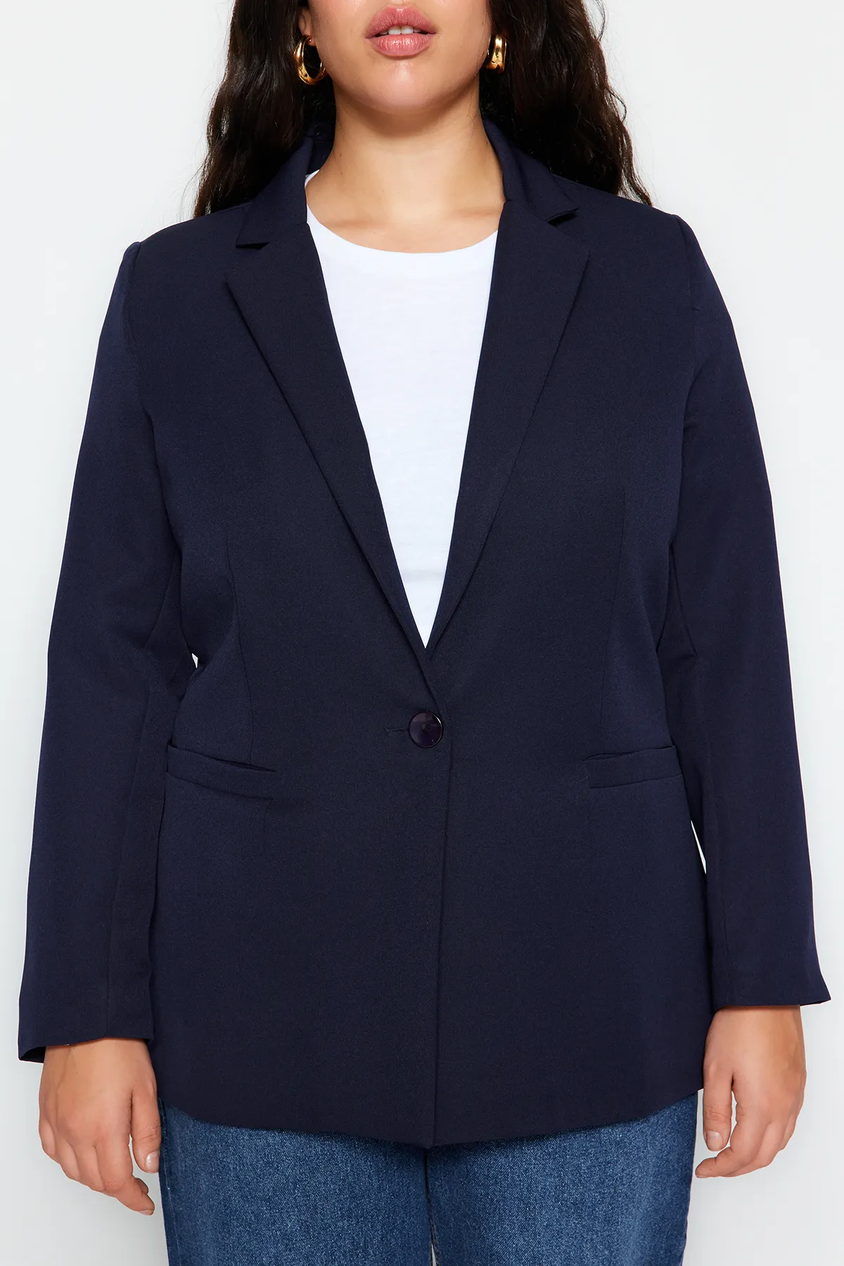 Trendyol Curve  Marineblaue gewebte Jacke mit Linienfutter TBBSS22CE0195
