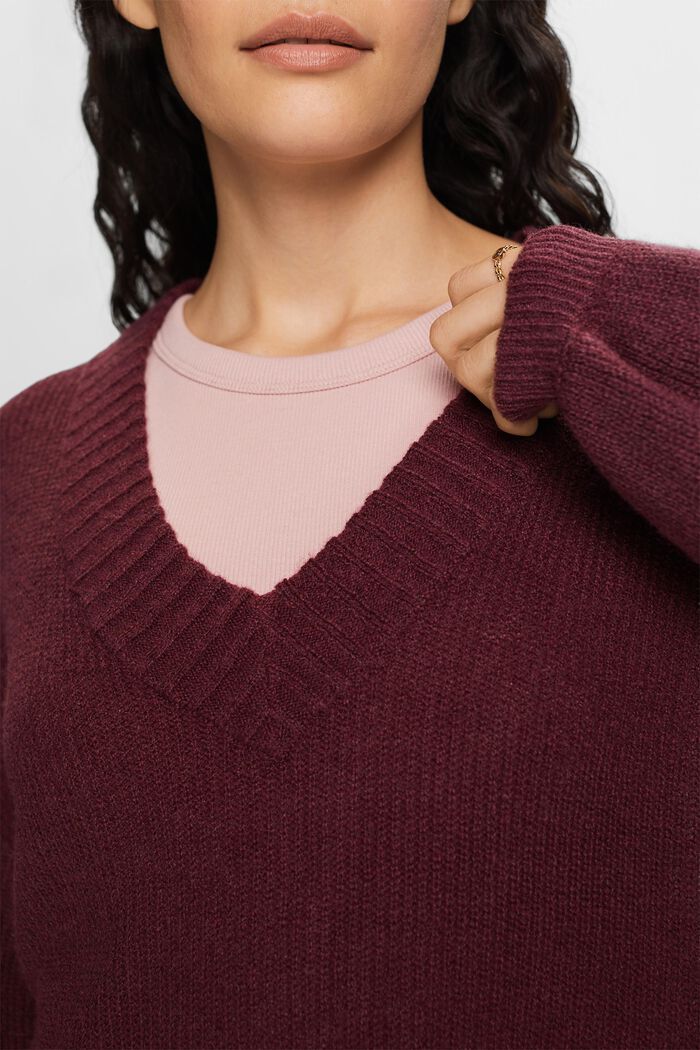 Pullover mit V-Ausschnitt, Wollmix
