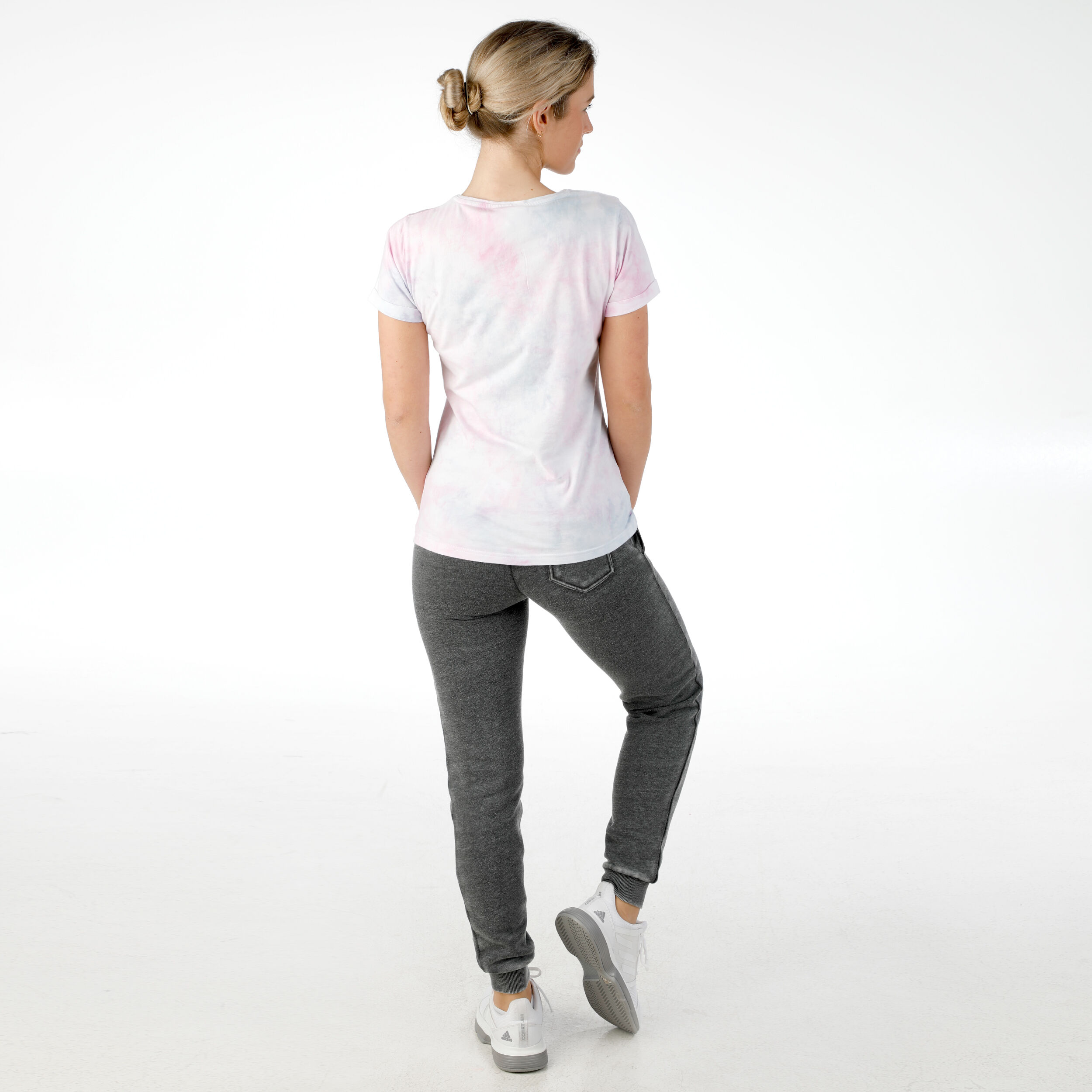 Tie Dye T-Shirt Damen - Rosa, Mehrfarbig