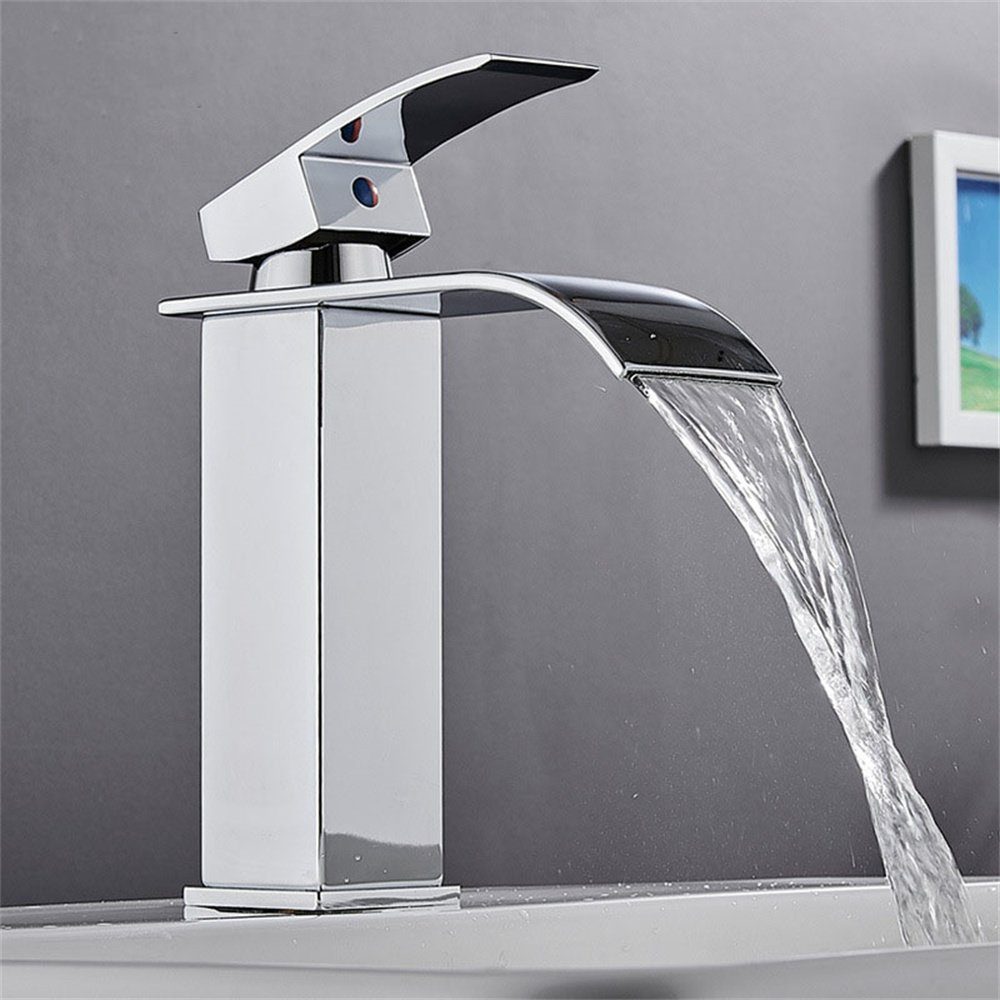 Atäsi Waschtischarmatur Wasserfall Wasserhahn Bad, Chrom Wasserhahn
