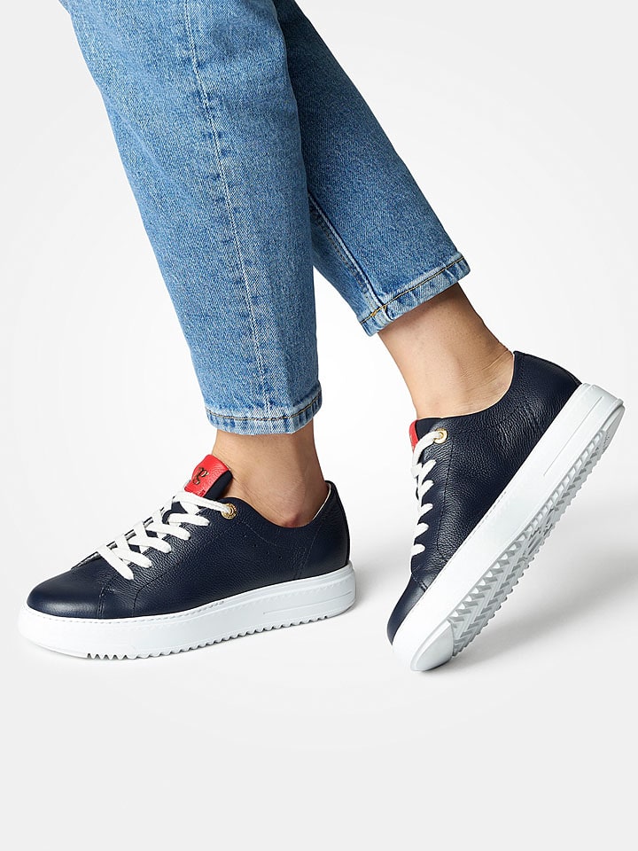 Paul Green Leder-Sneakers in Dunkelblau günstig kaufen