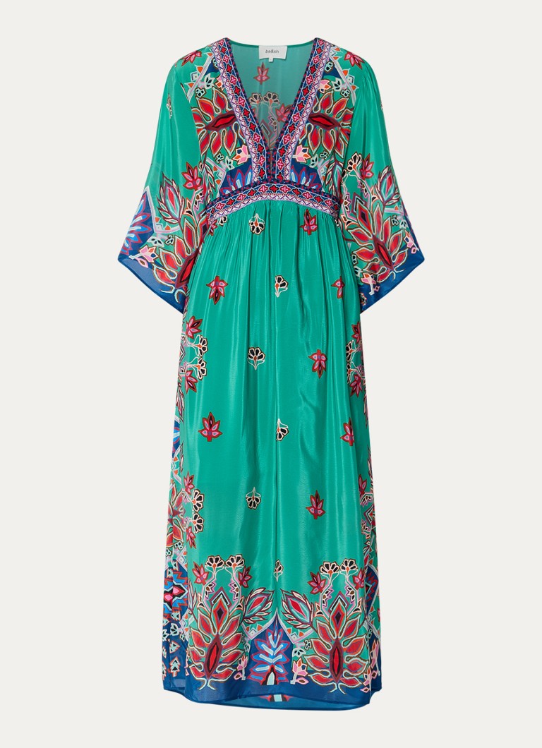 Vestido midi Lufia de ba&sh, estampado y con escote en V.