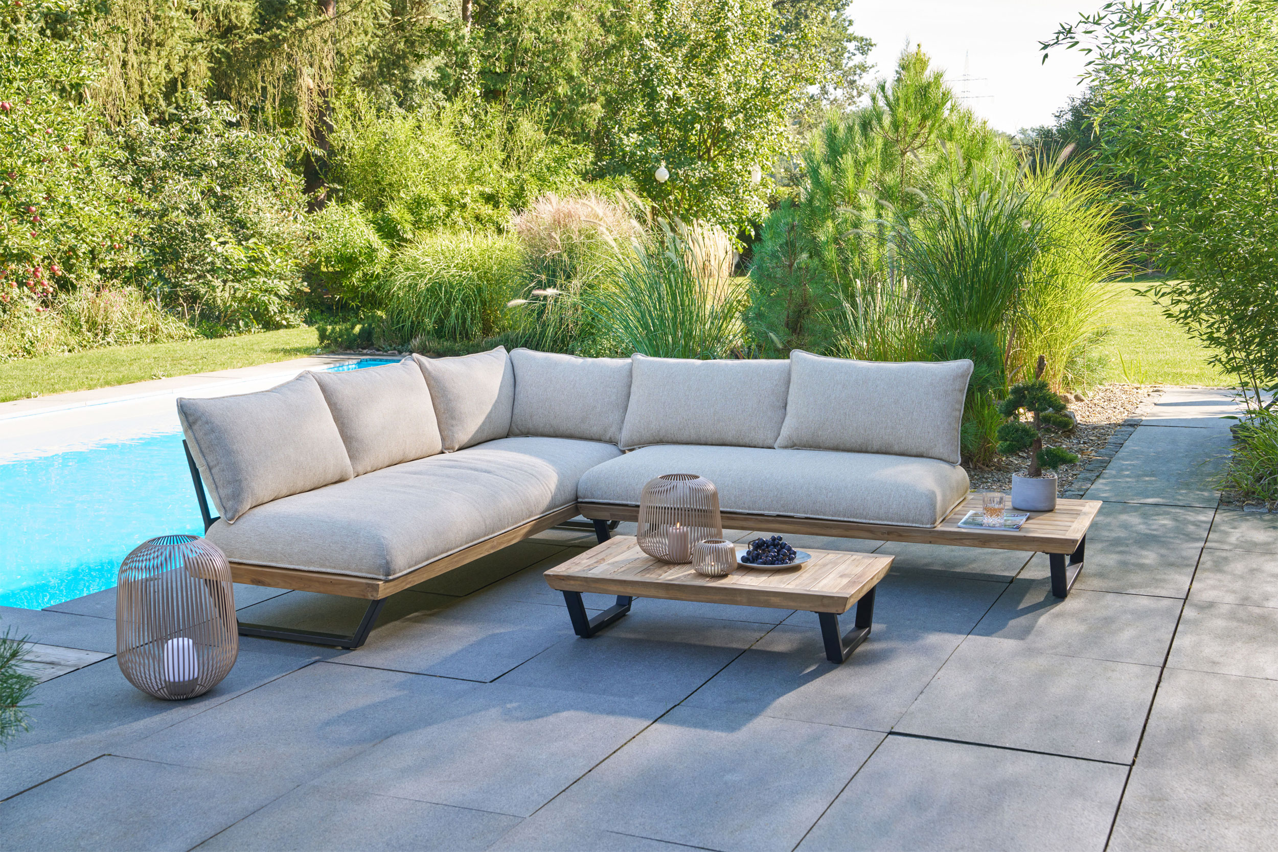 OUTDOORGartensofaset Teak 3 tlg.