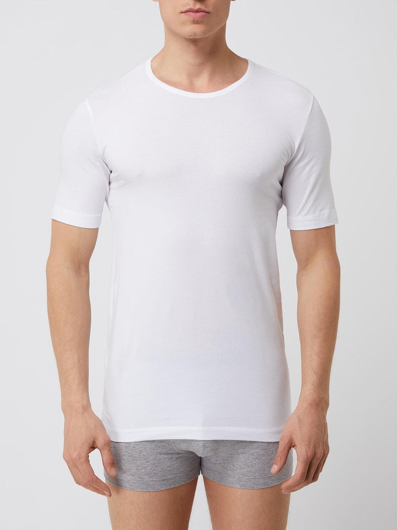 T-Shirt mit Stretch-Anteil im 2er-Pack in weiß