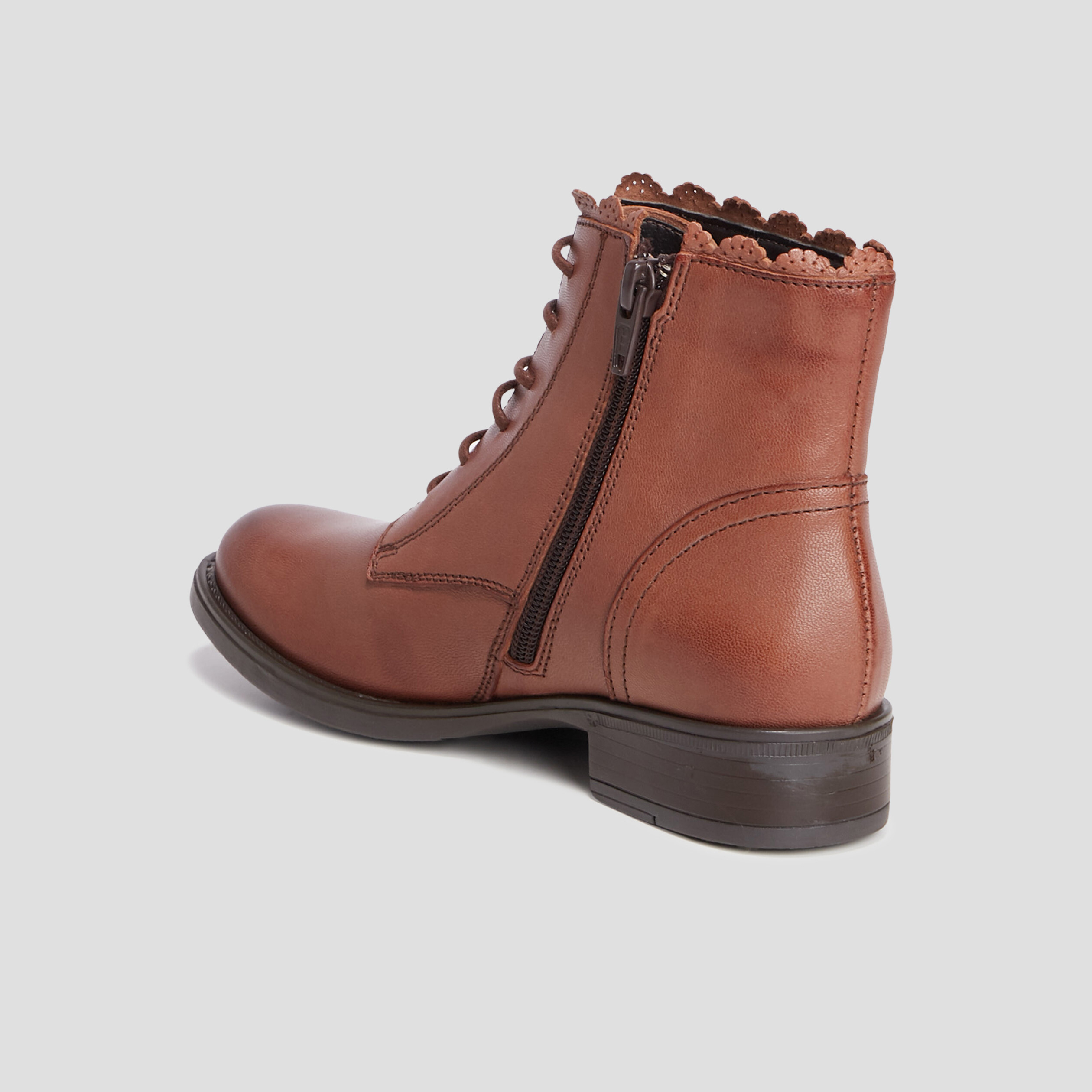 Bottines en cuir à lacets camel fille | La Halle