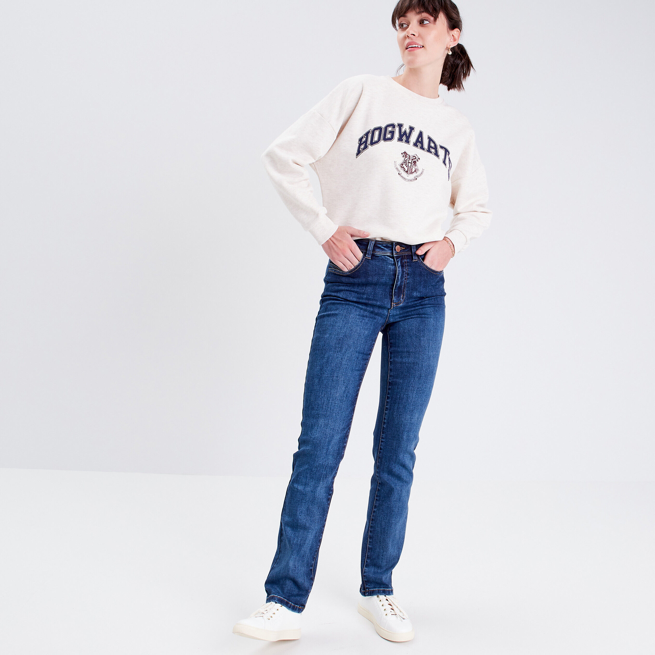Jeans regular taille haute denim brut femme | Cache Cache