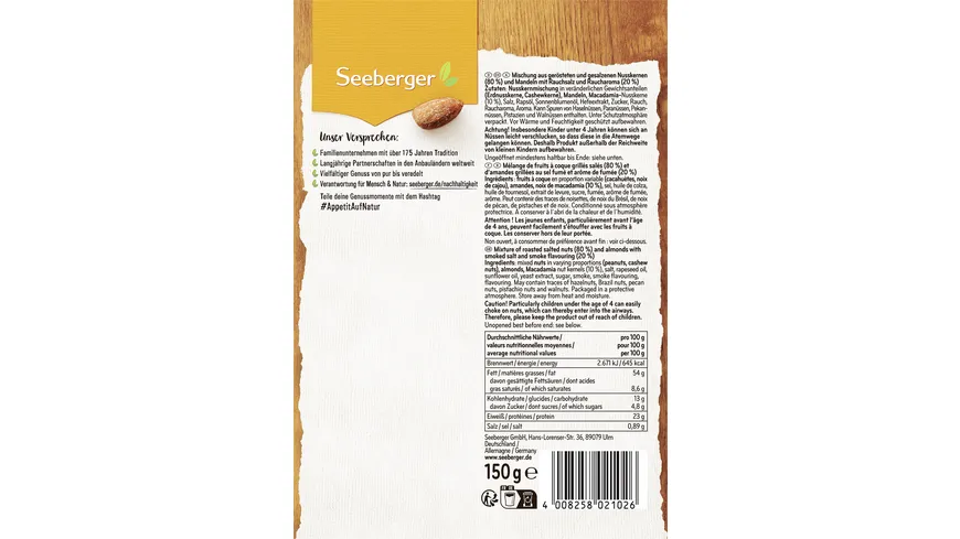 Seeberger Edel-Nuss-Mix geröstet & gesalzen 150 g