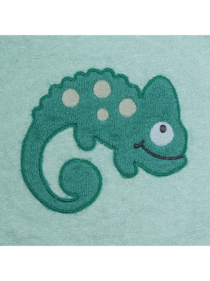 Wörner Kapuzenbadetuch 80 x 80 cm - Stickerei Eidechse - Mint in gruen,motiv günstig kaufen onesize