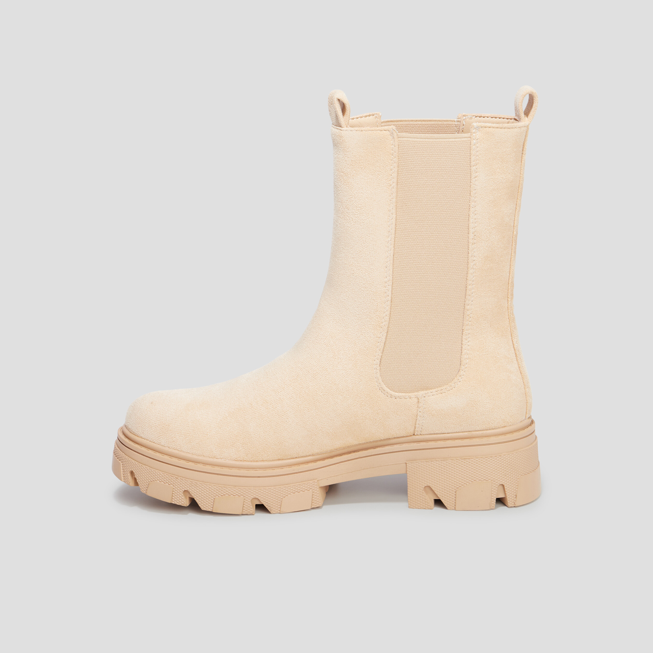 Bottines hautes chelsea aspect suédine sable femme | La Halle