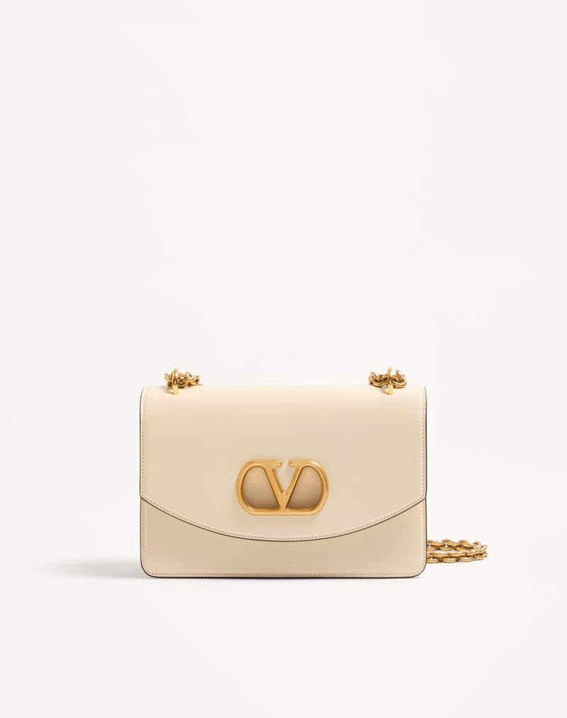 Bolsa de ombro Valentino Garavani Vain em couro de bezerro brilhante