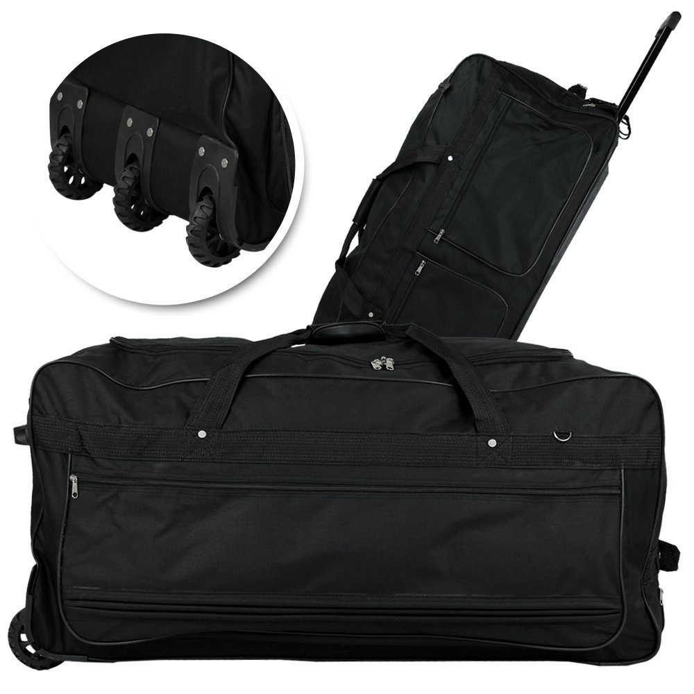 Reisetasche XXXL Trolleytasche 182L 3 Rollen schwarz Koffer, Trolley Rollkoffer Teleskopgriff Sporttrolley Tasche