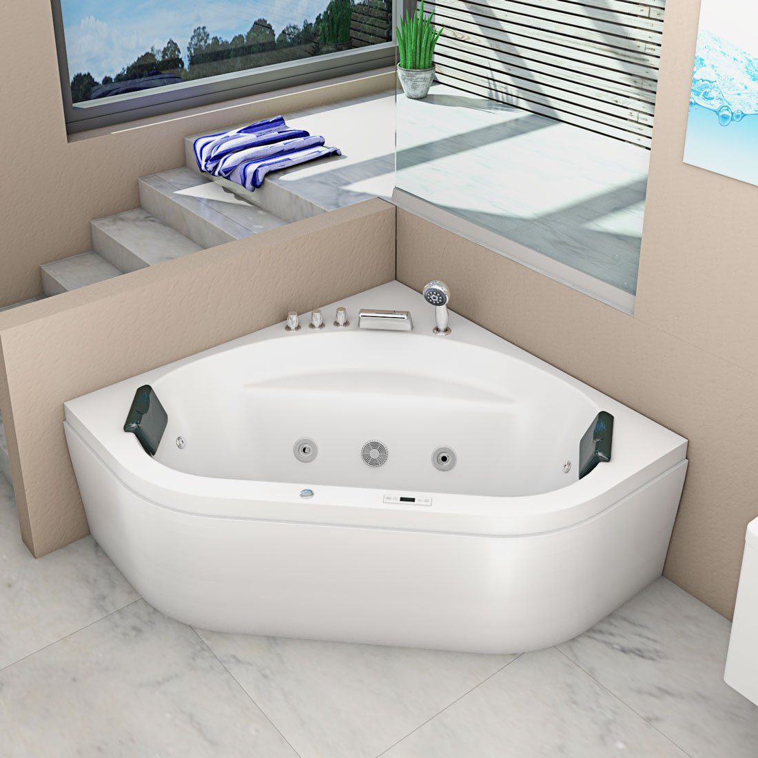 AcquaVapore Whirlpool-Badewanne Whirlpool Badewanne Eckwanne W20H-ALL 140x140cm