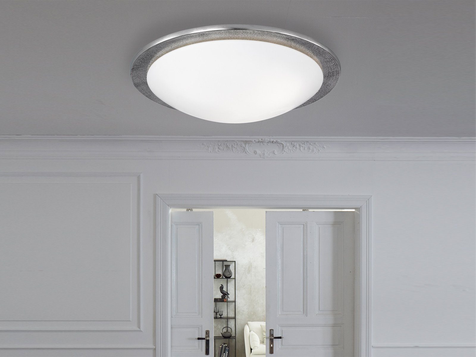 meineWunschleuchte LED Deckenleuchte, LED wechselbar, Warmweiß, Exklusive Designer Lampe dimmbar Ø 50cm groß, Lampenschirm Opal-Glas