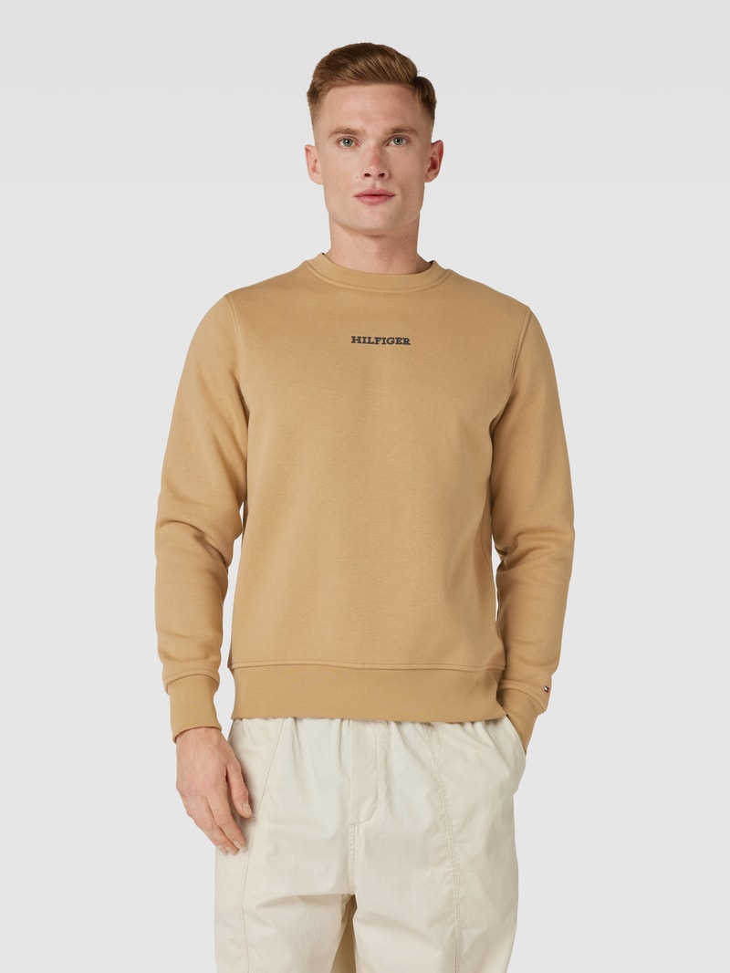 Sweatshirt mit Label-Print Modell 'MONOTYPE' in camel