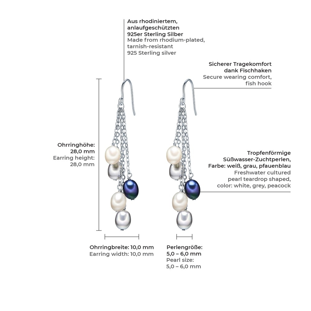 Valero Pearls Boucles d'oreille en perle Argent sterling Perle de culture d'eau douce en Argent Boucles d'oreilles