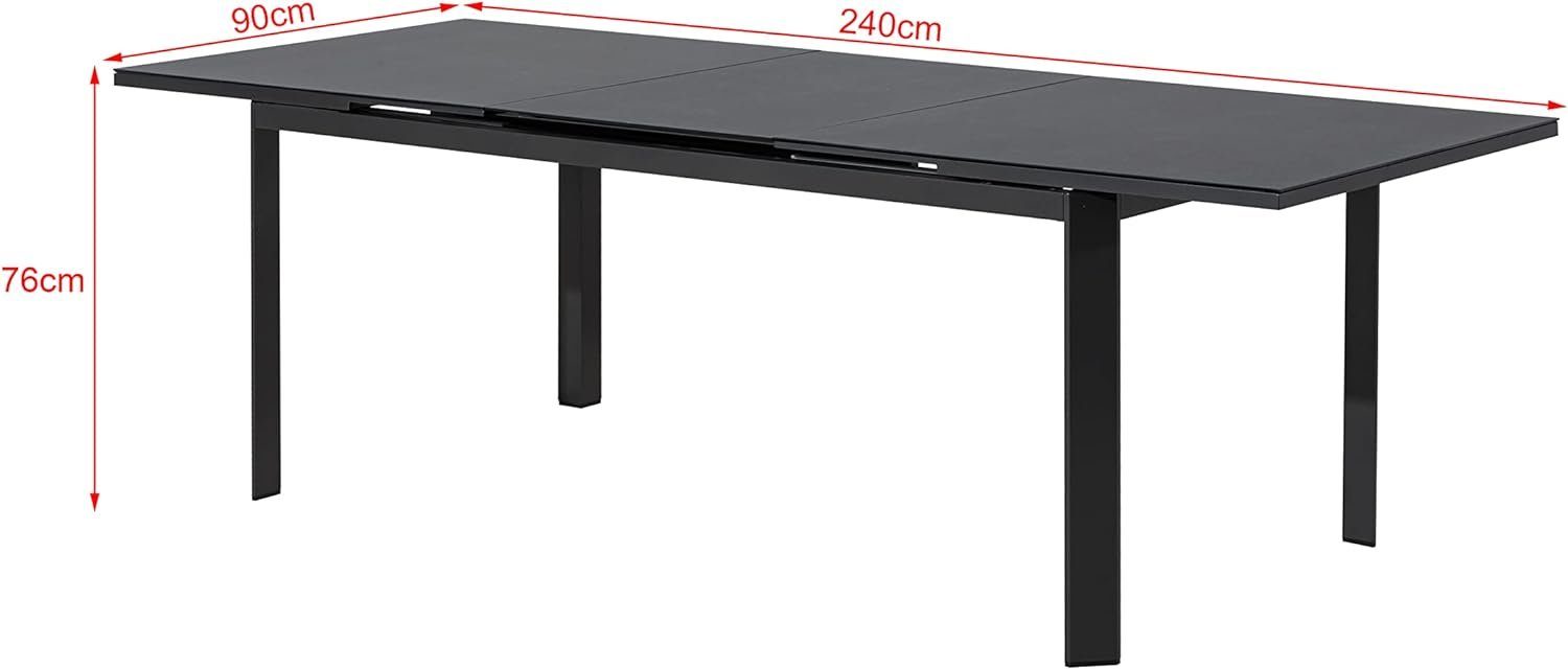 Gardissimo Gartentisch Keramik XXL Ausziehtisch Dia Anthrazit, 180/240 x 90 cm, synchrone Auszugautomatik