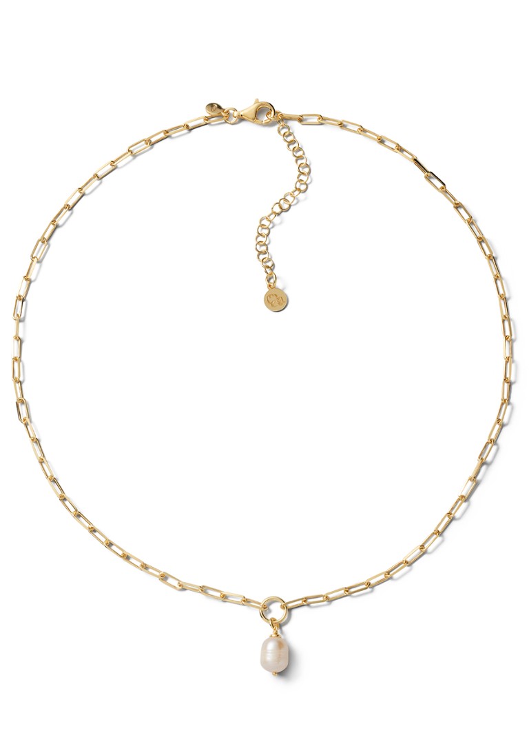 Casa Jewelry Paperclip Pearl necklace gold plated