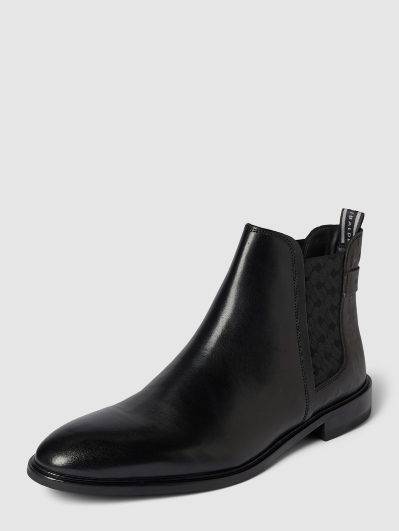 Chelsea Boots mit rückseitiger Prägung Modell 'Samuel' in schwarz