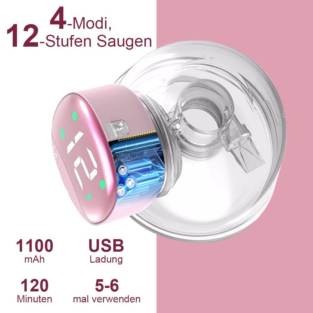 Powerwill Elektrische Milchpumpe Elektrische Milchpumpe Milchpumpe Elektrisch 4 Modi & 12 Stufen, Hände-freie Brustpumpe, tragbare Brustpumpen, Intelligentem Display und Speicherfunktion, Ultra Leise Wiederaufladbare, Fassungsvermögen von 180 ml