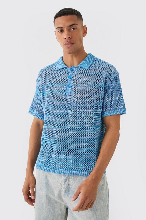 Kastiges Oversize Poloshirt mit Farbverlauf