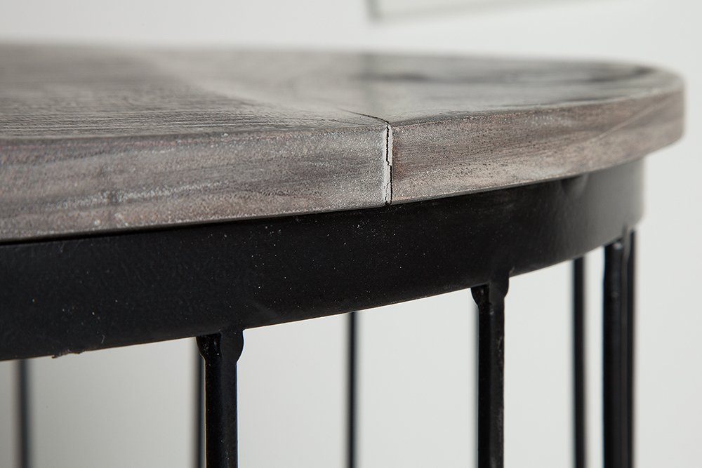 riess-ambiente Couchtisch FACTORY LOFT Ø60cm grau / schwarz (Einzelartikel, 1-St), Wohnzimmer · Mango-Massivholz · rund · Metall · handmade · Industrial