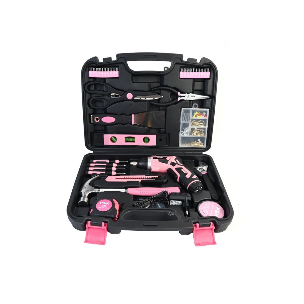 P & K Werkzeugset 135 Teiliges Werkzeugset Werkzeugkoffer in Pink Design, (135-St)