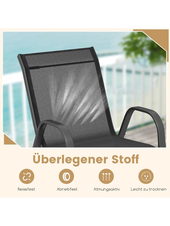 COSTWAY 4er Set Gartenstühle 56x70x84cm in Schwarz günstig kaufen onesize