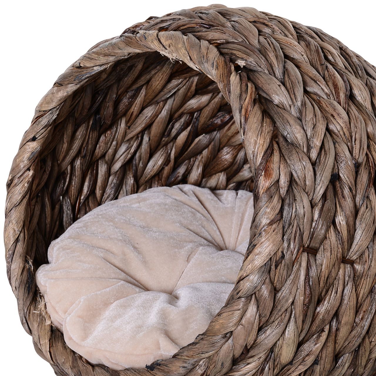 PawHut Rattan Katzenkorb Katzenhöhle Katzenbett mit Kissen Dunkelbraun