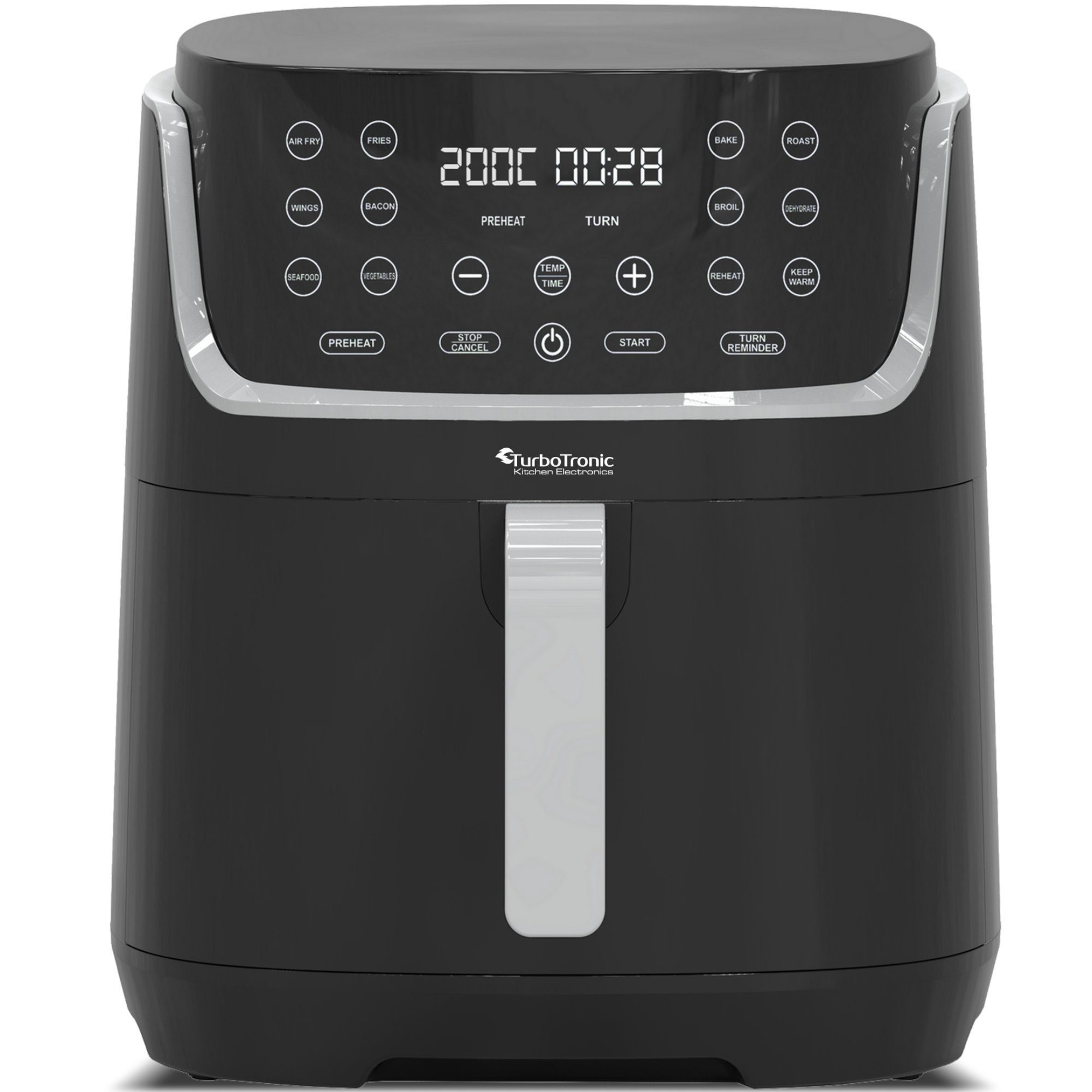 TurboTronic by Z-Line Heißluftfritteuse 8L, 13 Programme, XXL große Fritteuse Fettfrei ohne Öl, 80°C - 200°C, Power Camping Retro digital Airfryer AF13D