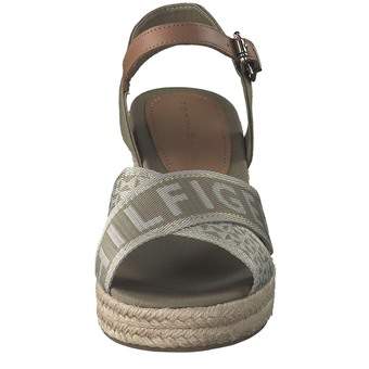 Tommy Hilfiger Webbing Low Wedge Sandal in grün