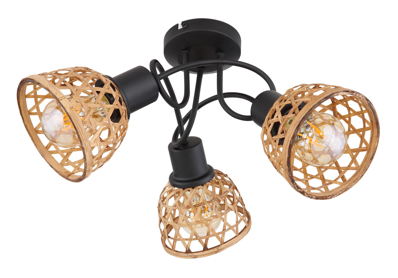 Globo Lighting - WENNA - Deckenleuchte Metall schwarz matt, 3x E27 LED