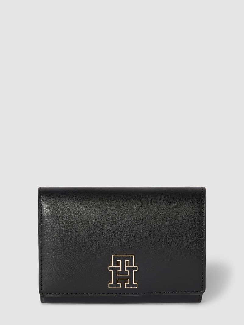 Portemonnaie mit Label-Detail in schwarz