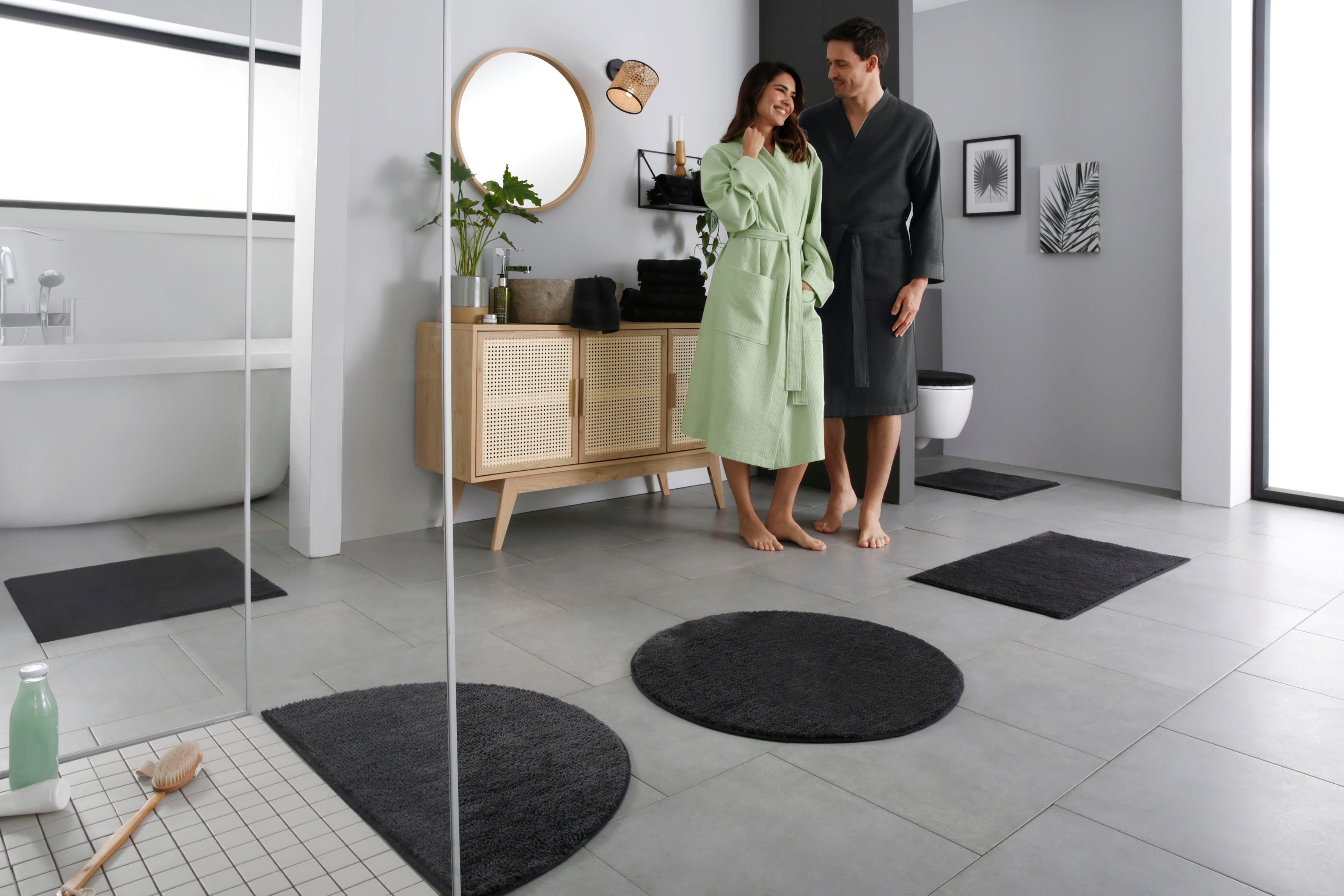 Badematte Vanessa my home, Höhe 10 mm, rutschhemmend beschichtet, fußbodenheizungsgeeignet, schnell trocknend, strapazierfähig, Polyester, rechteckig, Badteppich, weiche Haptik, unifarben