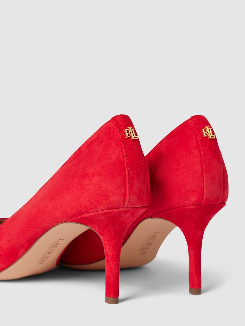 Pumps aus Leder mit Label-Applikation Modell 'LANETTE' in rot
