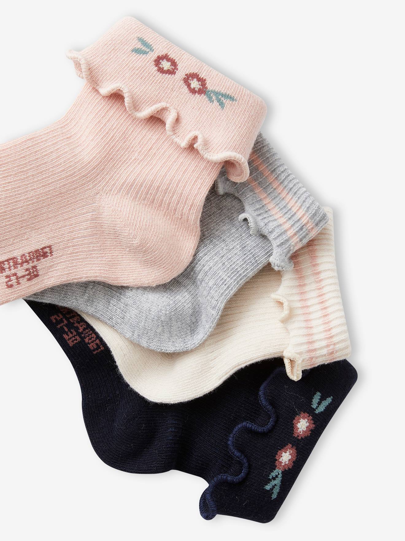 Lot de 4 paires de chaussettes fantaisie fille écru