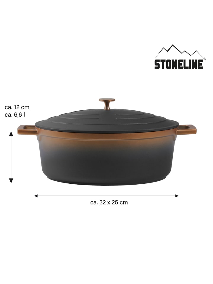 Stoneline Cocotte Bräter Oval 32x25 cm | mit Deckel in Roségold günstig kaufen Ø 32 cm